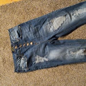 Hi-rise button fly jeans